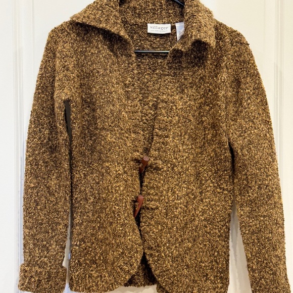 Villager A Liz Claiborne Company Women’s WoolPolyester Brown Sweater Warm Button - Picture 6 of 13